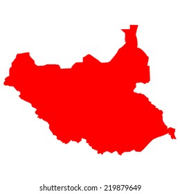 High detailed red vector map - South Sudan 