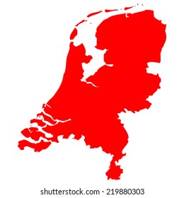 High detailed red vector map - Netherlands 