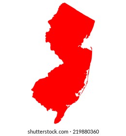 High Detailed Red Vector Map - New Jersey 