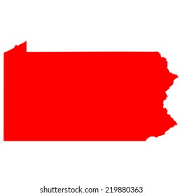 High detailed red vector map - Pennsylvania 