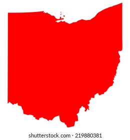 High detailed red vector map - Ohio 