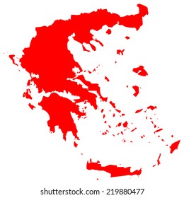 High detailed red vector map - Greece 