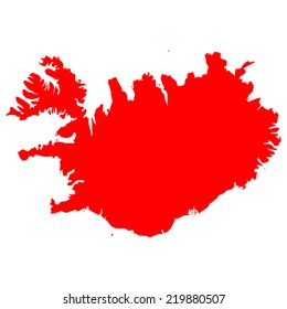 High detailed red vector map - Iceland 