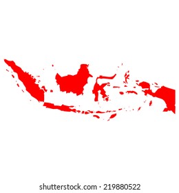 High detailed red vector map - Indonesia 
