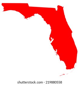 High detailed red vector map - Florida 