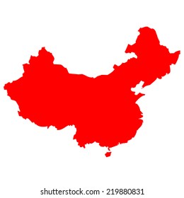 High Detailed Red Vector Map - China 