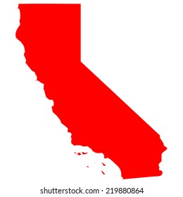 High detailed red vector map - California 