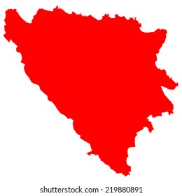 High detailed red vector map - Bosnia & Herzegovina 