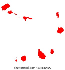 High detailed red vector map - Cape Verde 