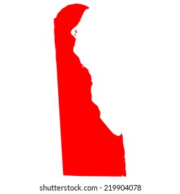 High detailed red vector map - Delaware 