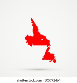 High detailed Red vector map Newfoundland and Labrador