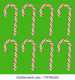 High detailed red/green candy canes, vector illustration