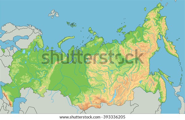 High Detailed Russia Physical Map Stock Vector Royalty Free