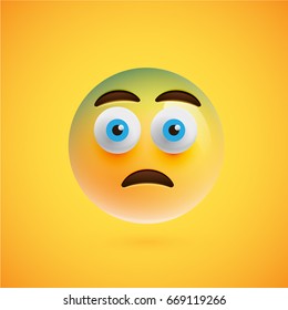 High detailed sad/disappointed yellow smiley on yellow background