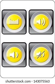 high detailed set of media player 3d buttons isolated on white