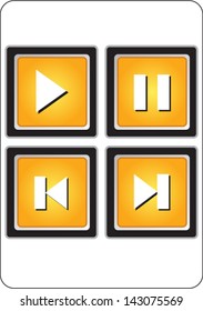 high detailed set of media player 3d buttons isolated on white