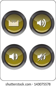 high detailed set of media player 3d buttons isolated on white