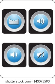 high detailed set of media player 3d buttons isolated on white