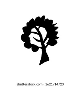 High detailed sign of an old olive tree. Hand drawn vector illustration. Retro style eps 10