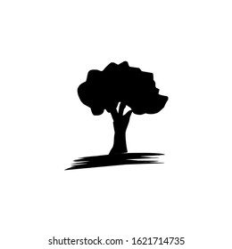 High detailed sign of an old olive tree. Hand drawn vector illustration. Retro style eps 10