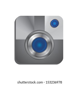 high detailed silver art camera application icon