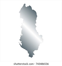 High Detailed Silver Map of Albania isolated on white background. editable vector illustration.