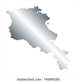 High Detailed Silver Map of Armenia isolated on white background. editable vector illustration.