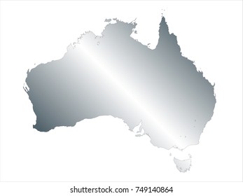 High Detailed Silver Map of Australia isolated on white background. editable vector illustration.