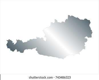 High Detailed Silver Map of Austria isolated on white background. editable vector illustration.