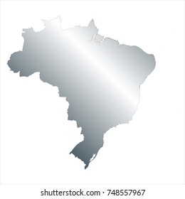 High Detailed Silver Map of Brazil isolated on white background. editable vector illustration.