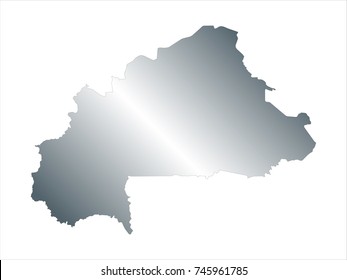 High Detailed Silver Map of Burkina Faso isolated on white background. editable vector illustration.