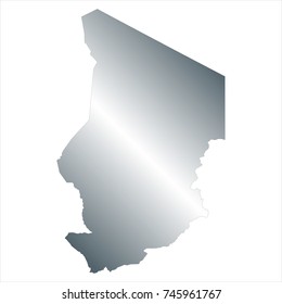 High Detailed Silver Map of Chad isolated on white background. editable vector illustration.