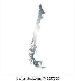 High Detailed Silver Map of Chile isolated on white background. editable vector illustration.
