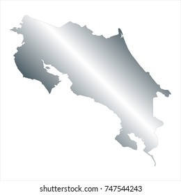 High Detailed Silver Map of Costa Rica isolated on white background. editable vector illustration.