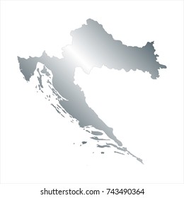 High Detailed Silver Map of Croatia isolated on white background. editable vector illustration.