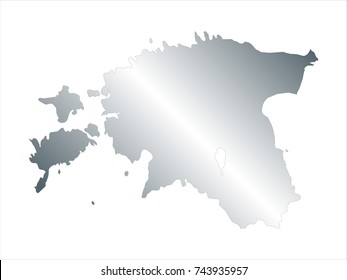 High Detailed Silver Map of Estonia isolated on white background. editable vector illustration.