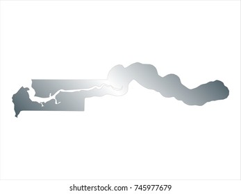 High Detailed Silver Map of Gambia isolated on white background. editable vector illustration.