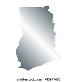 High Detailed Silver Map of Ghana isolated on white background. editable vector illustration.