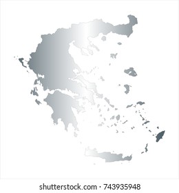 High Detailed Silver Map of Greece isolated on white background. editable vector illustration.