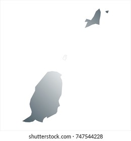 High Detailed Silver Map of Grenada isolated on white background. editable vector illustration.