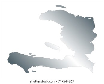 High Detailed Silver Map of Haiti isolated on white background. editable vector illustration.