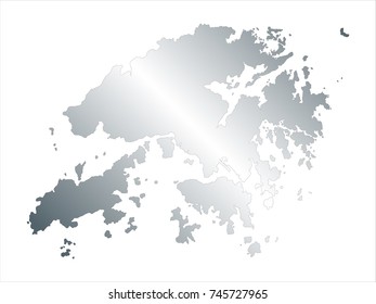High Detailed Silver Map of Hongkong isolated on white background.editable vector illustration.