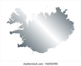 High Detailed Silver Map of Iceland isolated on white background. editable vector illustration.