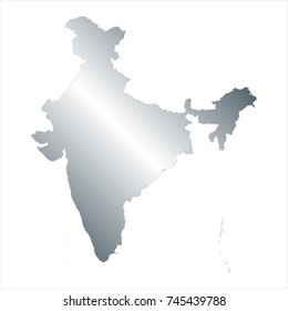 High Detailed Silver Map of India isolated on white background. editable vector illustration.