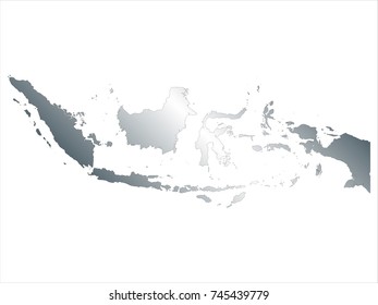High Detailed Silver Map of Indonesia isolated on white background. editable vector illustration.