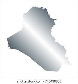 High Detailed Silver Map of Iraq isolated on white background. editable vector illustration.