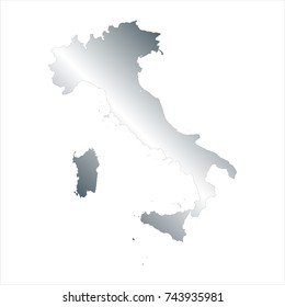 High Detailed Silver Map of Italy isolated on white background. editable vector illustration.