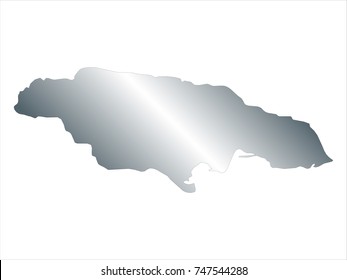 High Detailed Silver Map of Jamaica isolated on white background. editable vector illustration.