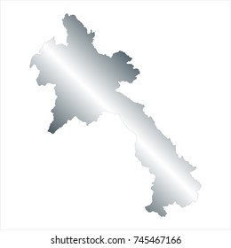High Detailed Silver Map of Laos isolated on white background. editable vector illustration.