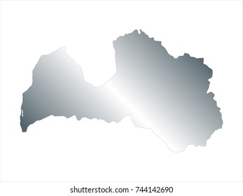 High Detailed Silver Map of Latvia isolated on white background. editable vector illustration.